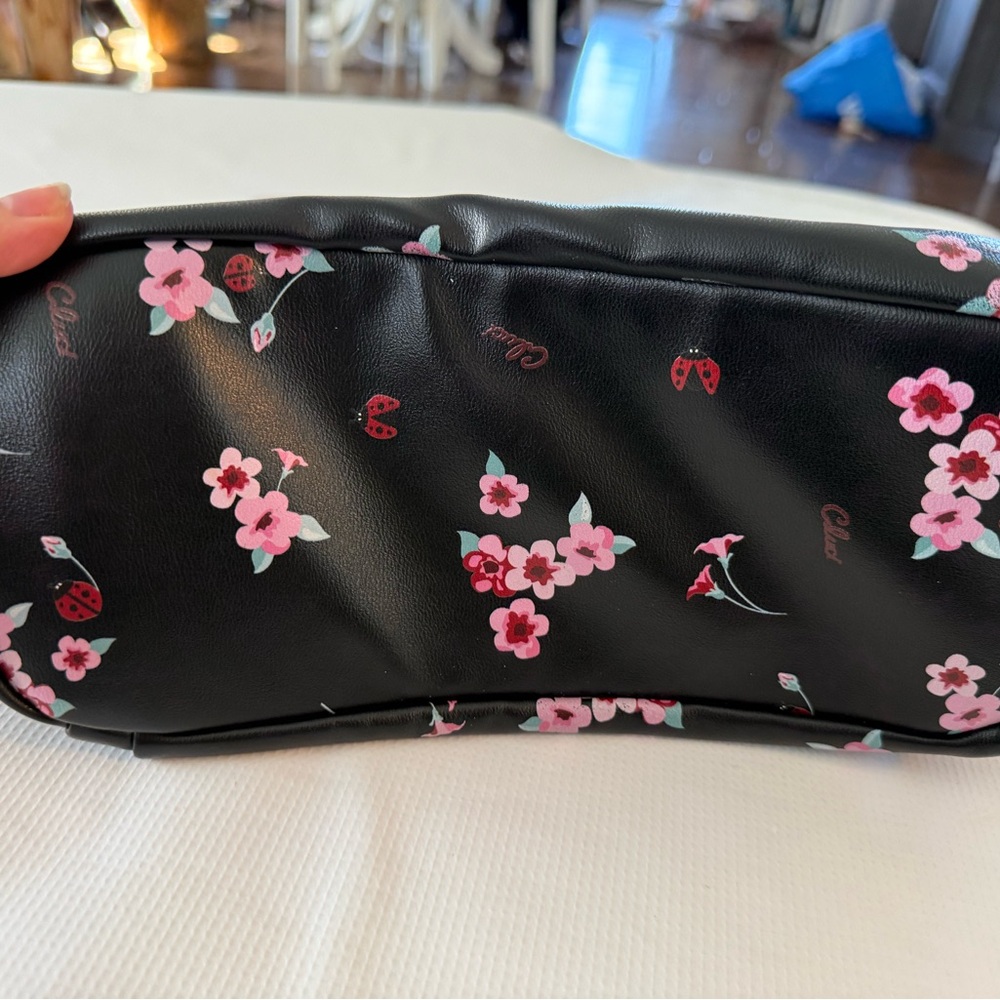 Cluci Small Floral  and Ladybug Black and Brown Backpack 12x10 - Picture 9 of 16